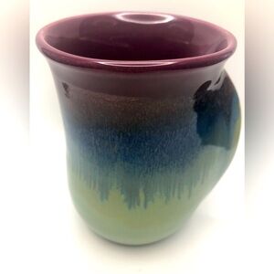 Signed hand Warmer drip glaze mug